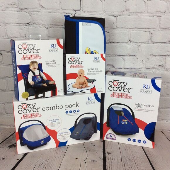 NCAA Kansas Jayhawks”Baby Shower Gift Set” Easy Seat~Carrier Covers~Changing Pad